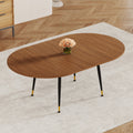 Walnut Oval Extendable Dining Table Mdf Top Modern Expandable Kitchen Table With Sturdy Metal Legs Seats 6 10 People
