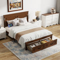 Walnut Queen Size Platform Bed With Headboard Footboard For Bedroom