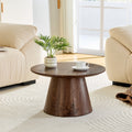 Walnut Wood Grain Medium Density Fiberboard Circular Coffee Table Diameter 23.6 Inches Height 13.7 Inches Wood Grain Veneer