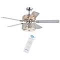 Walter Dual Lamp Chrome 52 Inch Lighted Ceiling Fan W Crystal Shades Includes Remote And Light Kit