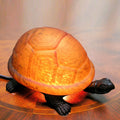 Warehouse Of Tiffany Amber Art Glass Turtle Accent Lamp