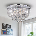 Chimory Chrome And Crystal 14 Inch Round Ceiling Lamp