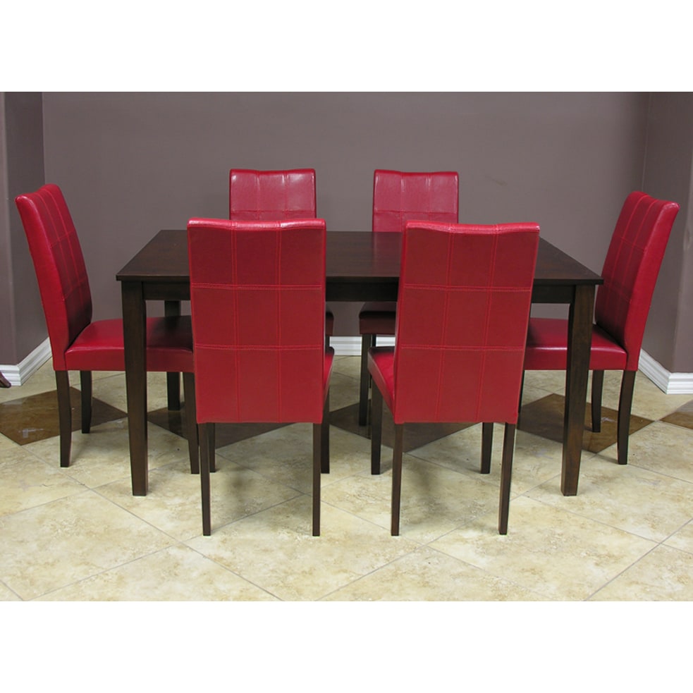 Warehouse Of Tiffany Evellen Red 7 Piece Dining Table And Chairs Set