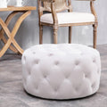Warehouse Of Tiffany Meerna 24 Inch Round Tufted Padded Ottoman Optional Colors