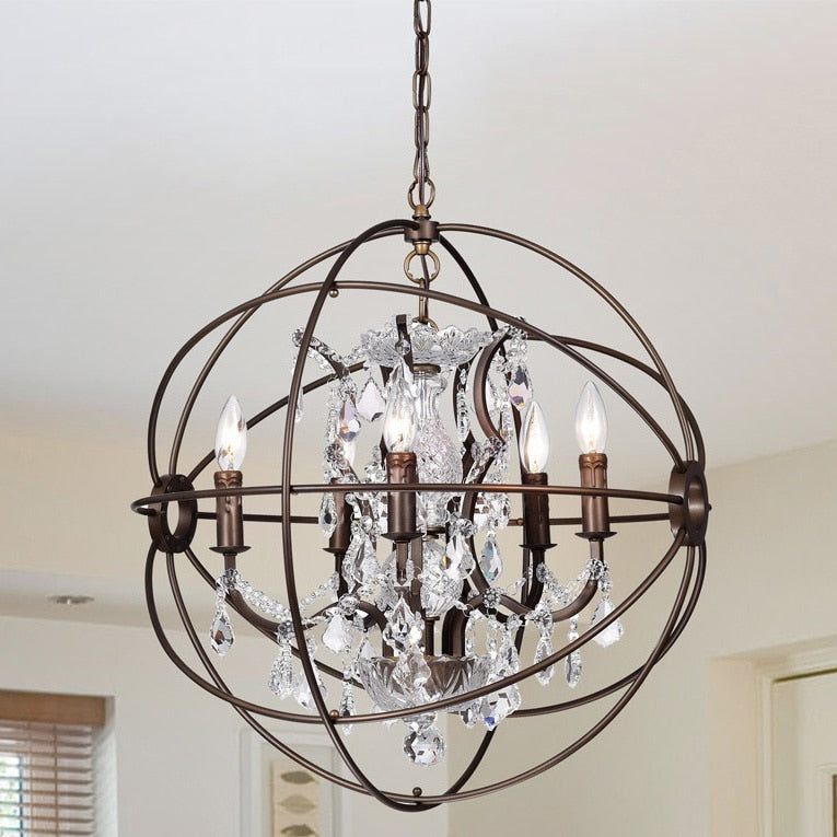 Warehouse Of Tiffany Planetshaker 22 Inch 5 Light Crystal Orb Chanderlier
