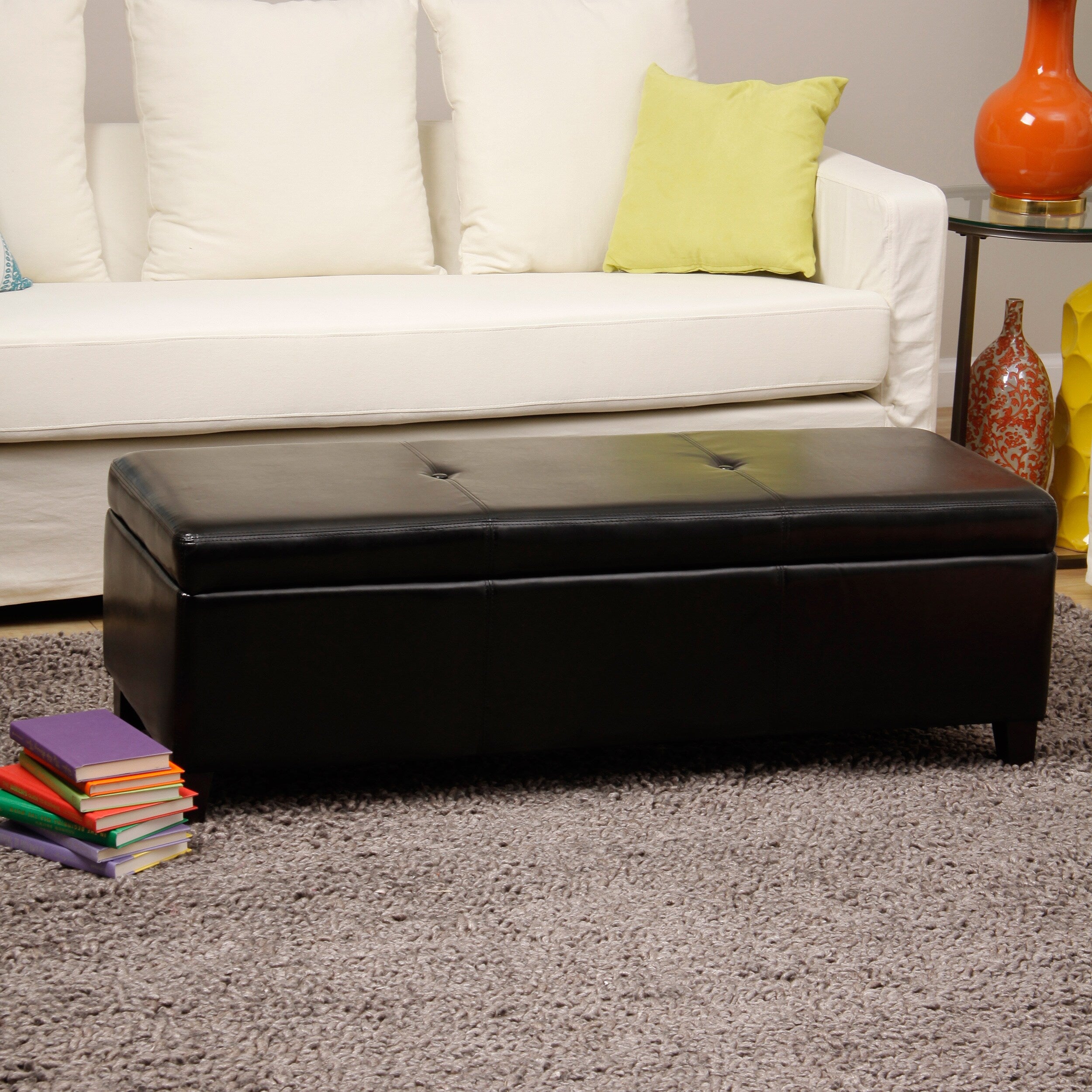 Warehouse Of Tiffany Sharon Button Tufted Storage Bench