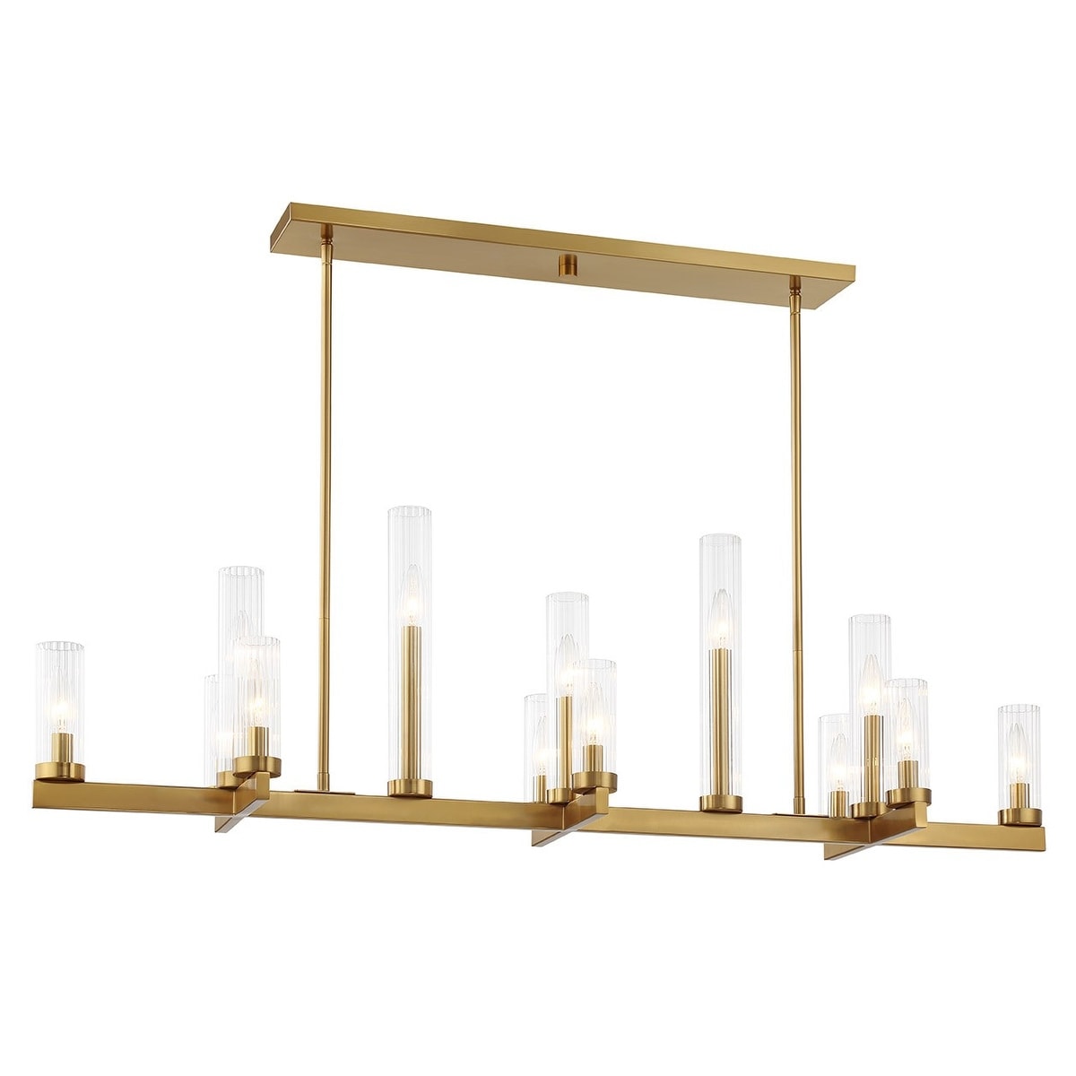 Warm Brass 13 Light Linear Chandelier From The Carina Collection