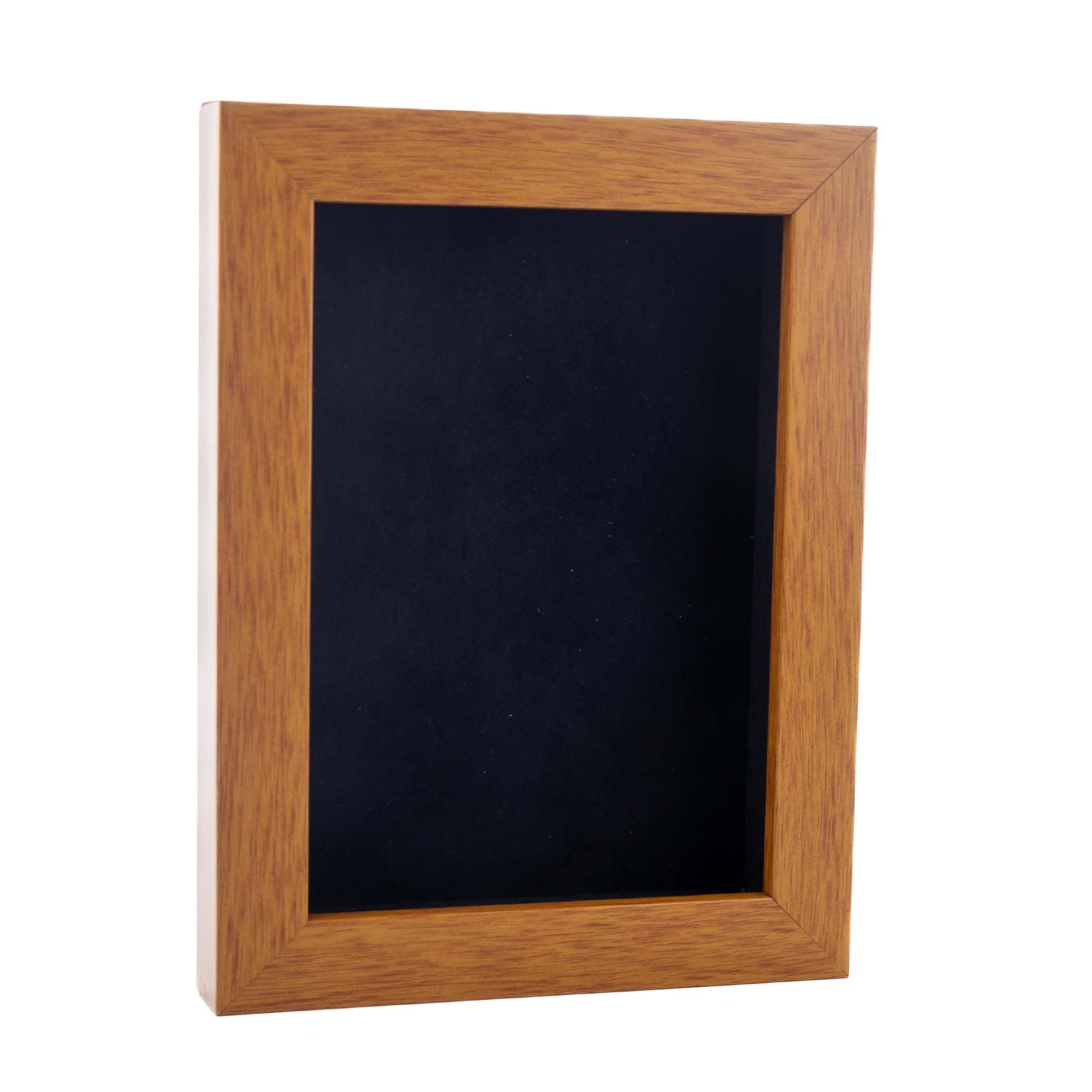 Warm Honey Brown Wood Shadow Box Frame With Acrylic Front Black Suede Backing 30 Sizes