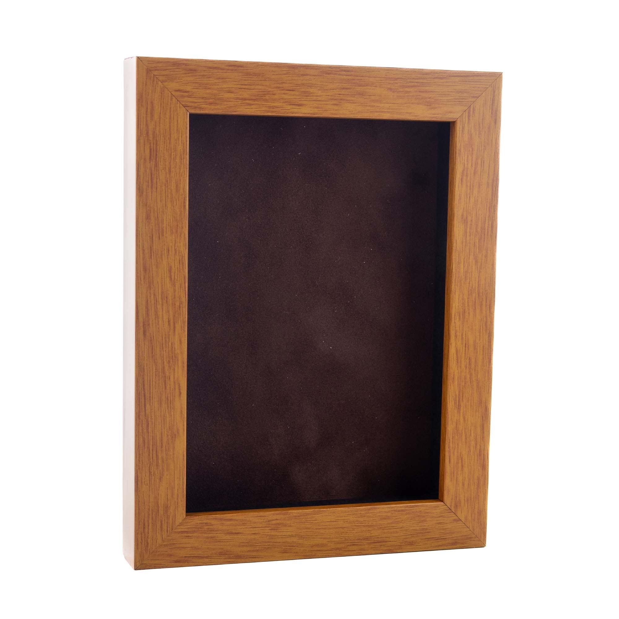 Warm Honey Brown Wood Shadow Box Frame With Acrylic Front Brown Suede Backing 30 Sizes