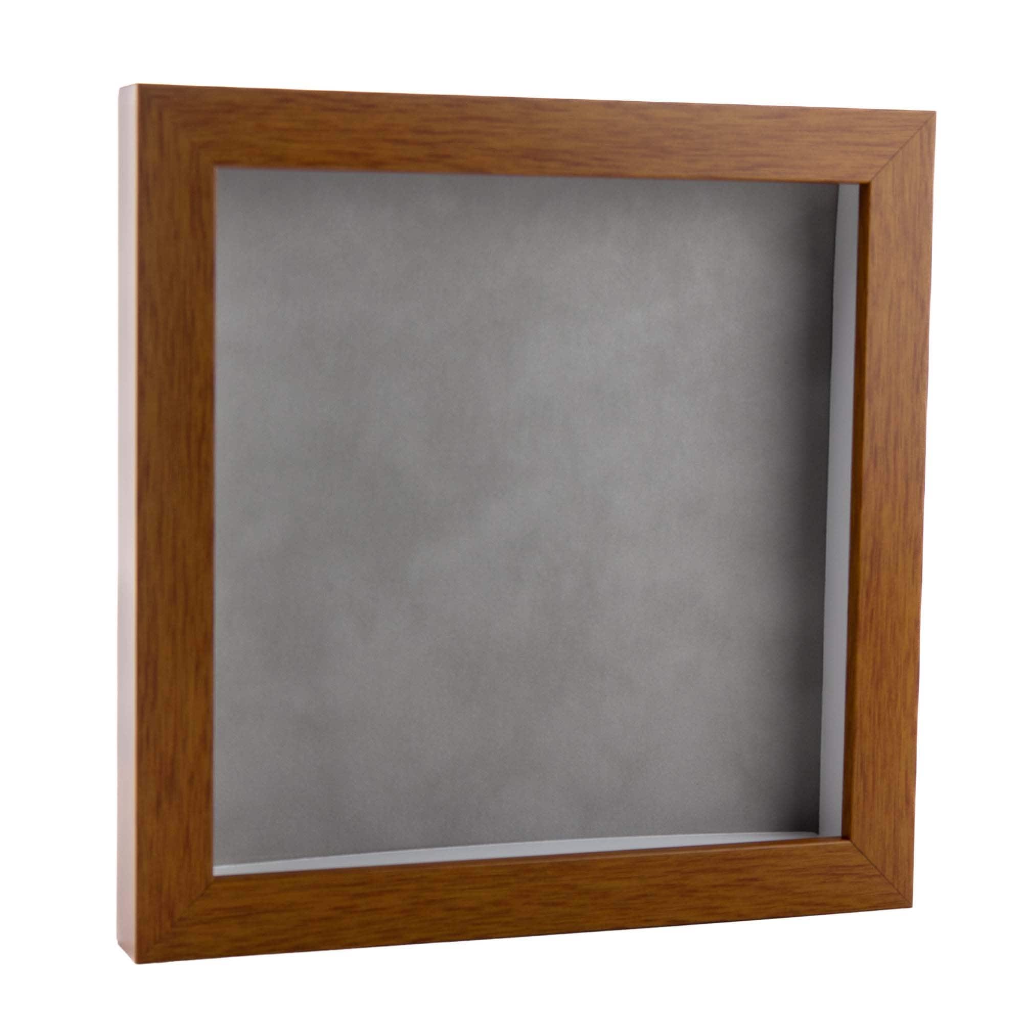 Warm Honey Brown Wood Shadow Box Frame With Acrylic Front Light Brown Suede Backing 30 Sizes