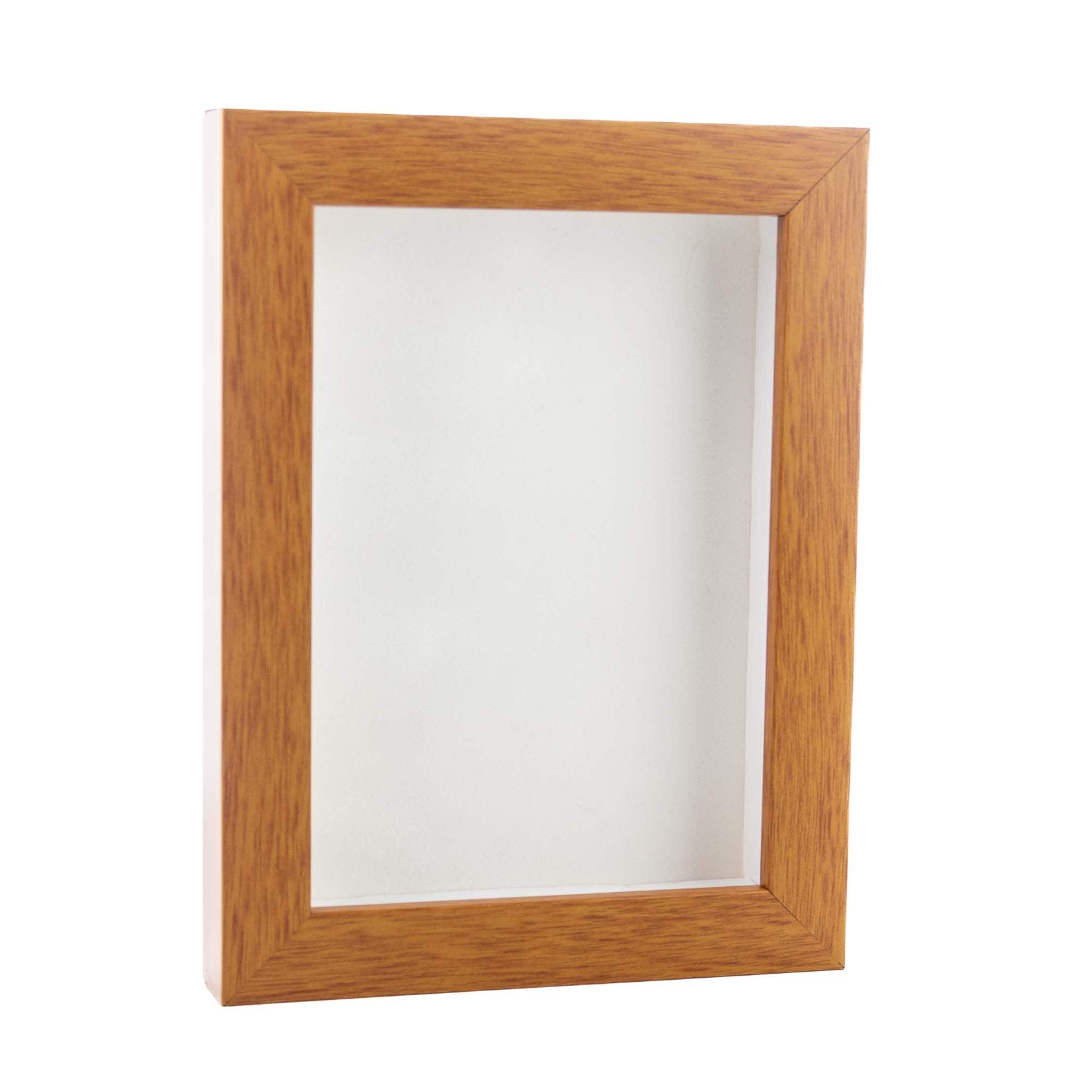 Warm Honey Brown Wood Shadow Box Frame With Acrylic Front White Suede Backing 30 Sizes