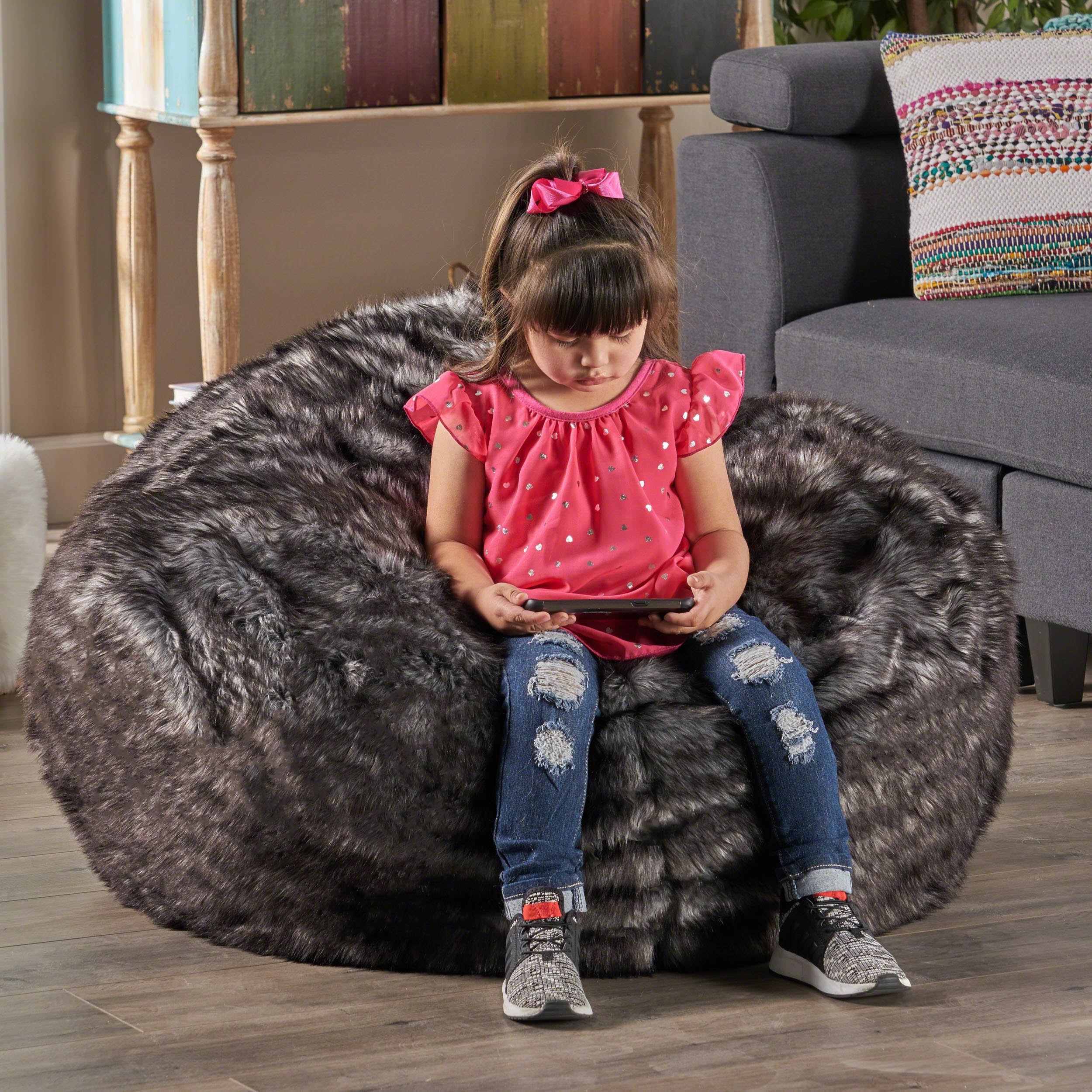 Warrin Furry Glam Faux Fur 3 Ft. Bean Bag By Christopher Knight Home