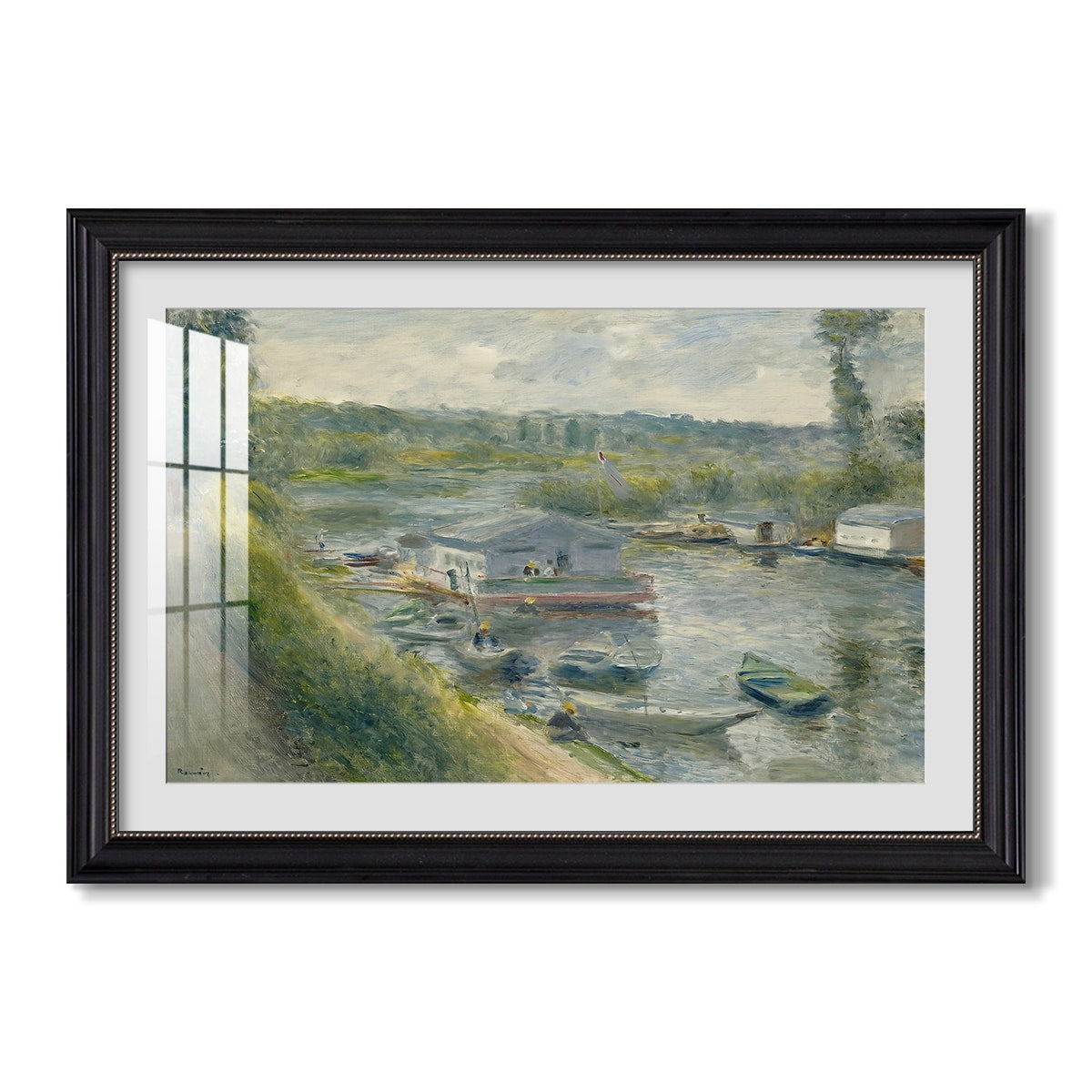 Wash House Boat At C 1874 Pierre Auguste Renoir Custom Framed Print
