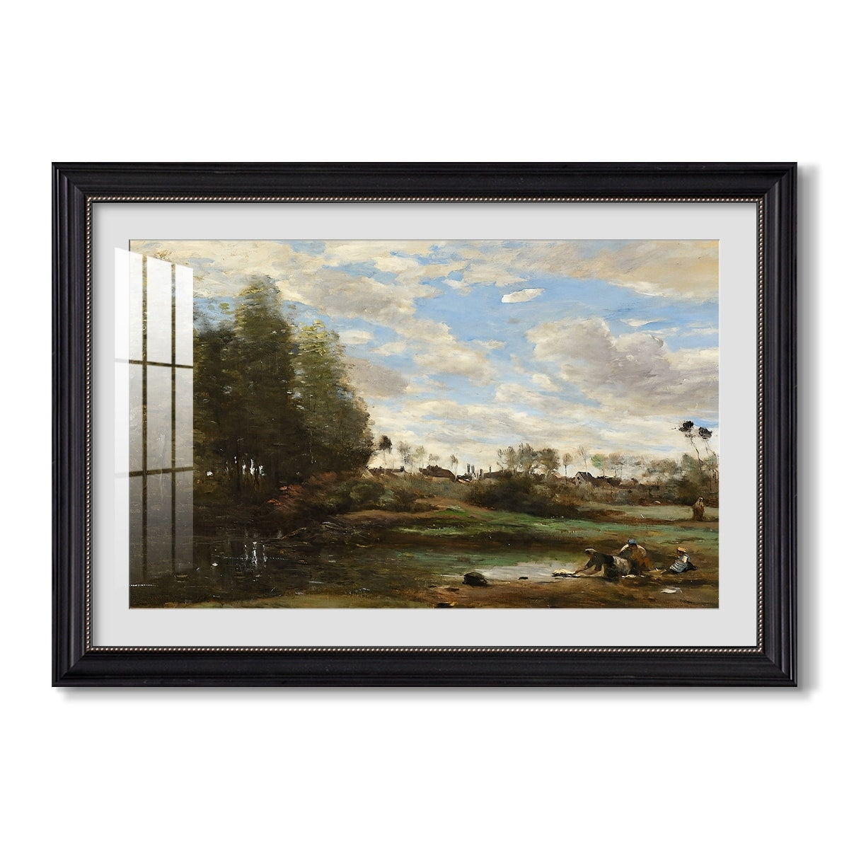 Washerwomen C 1860 1870 Jean Baptiste Camille Corot Custom Framed Print