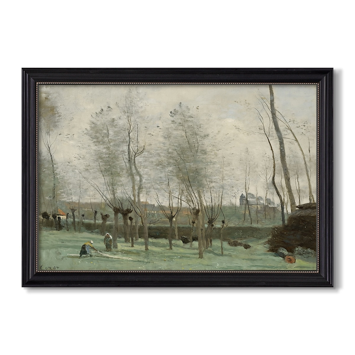 Washerwomen In A Willow Grove C 1871 Jean Baptiste Camille Corot Custom Framed Canvas