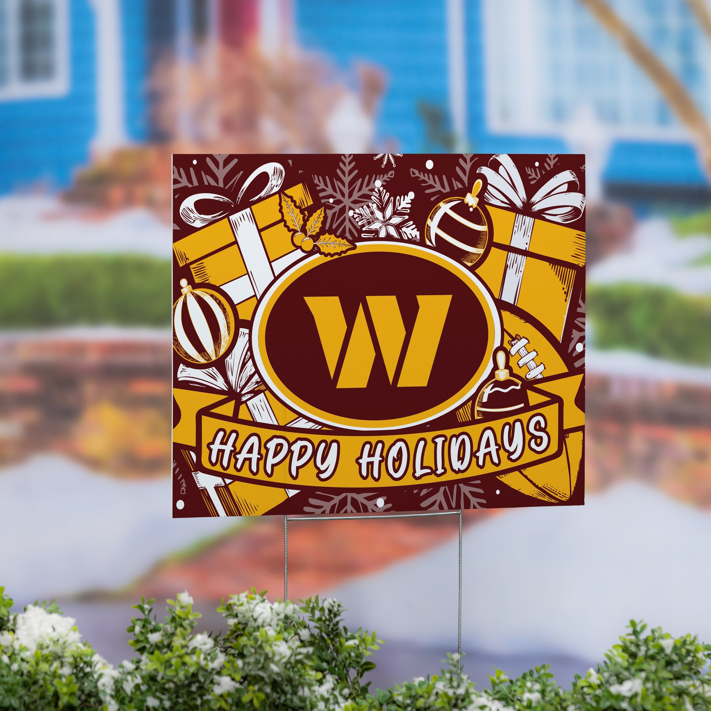Washington Commanders Yard Sign Happy Holidays 24 X 18