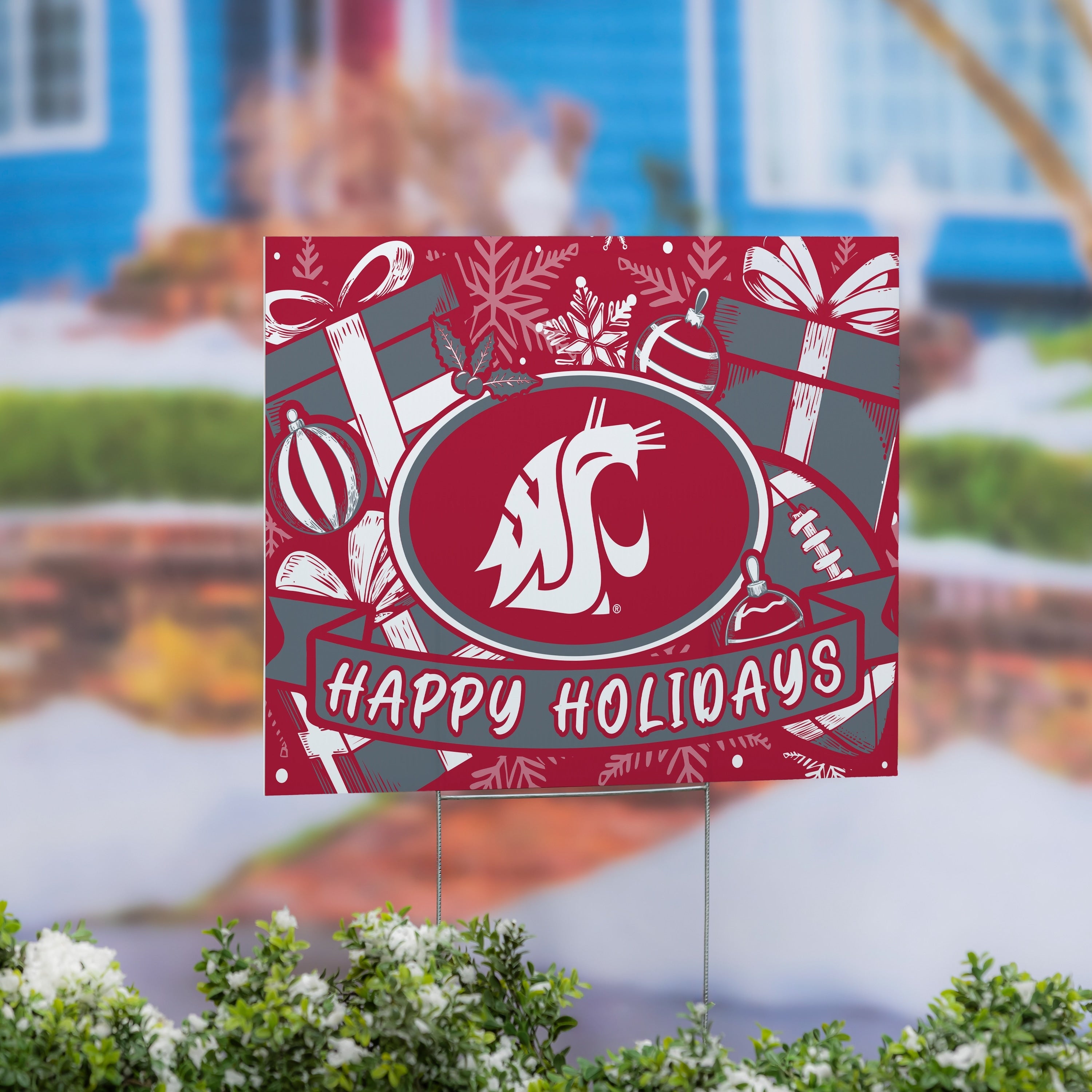 Washington State University Yard Sign Happy Holidays 24 X 18