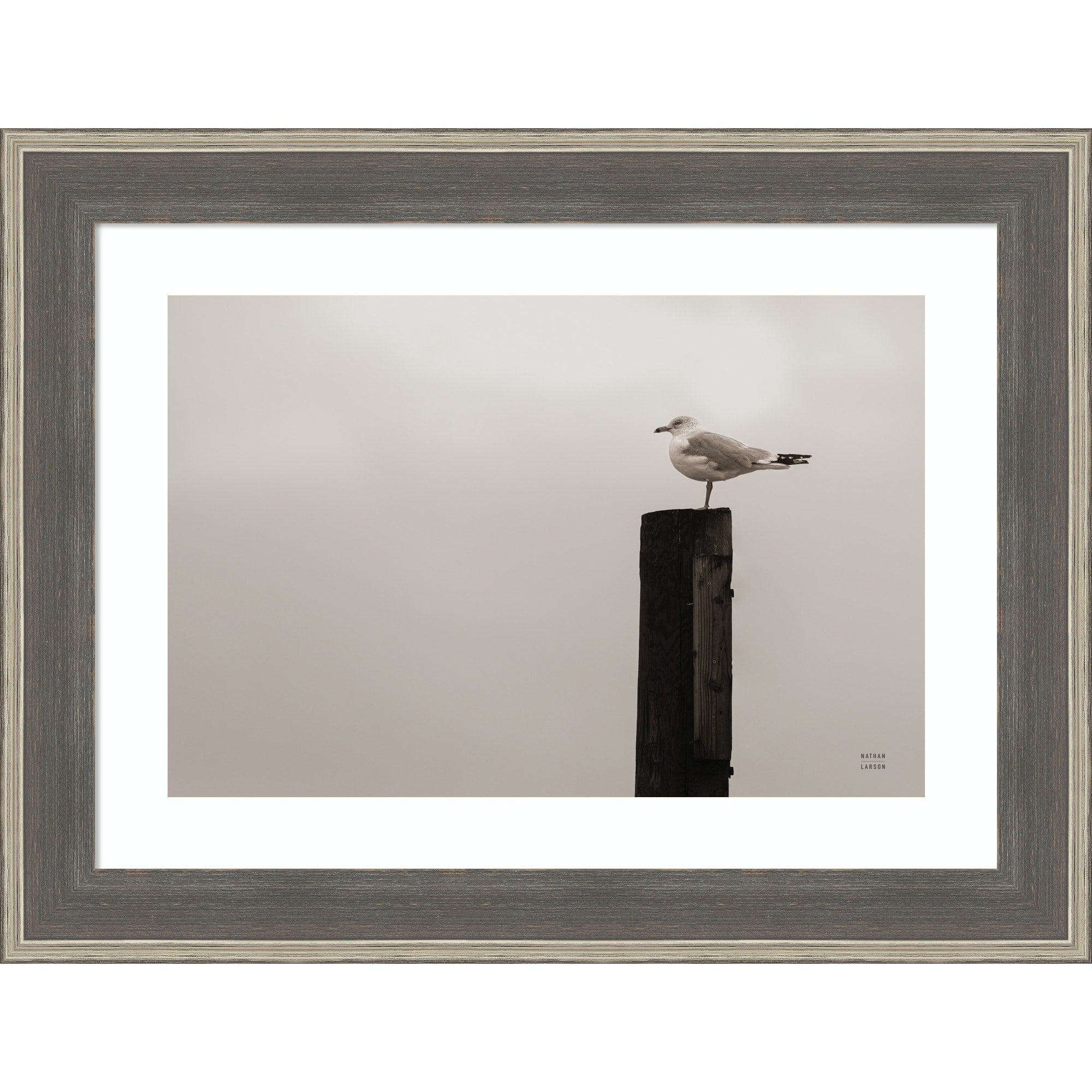 Watching The Rain Fall By Nathan Larson Wood Framed Wall Art Print Cottage Grey Silver