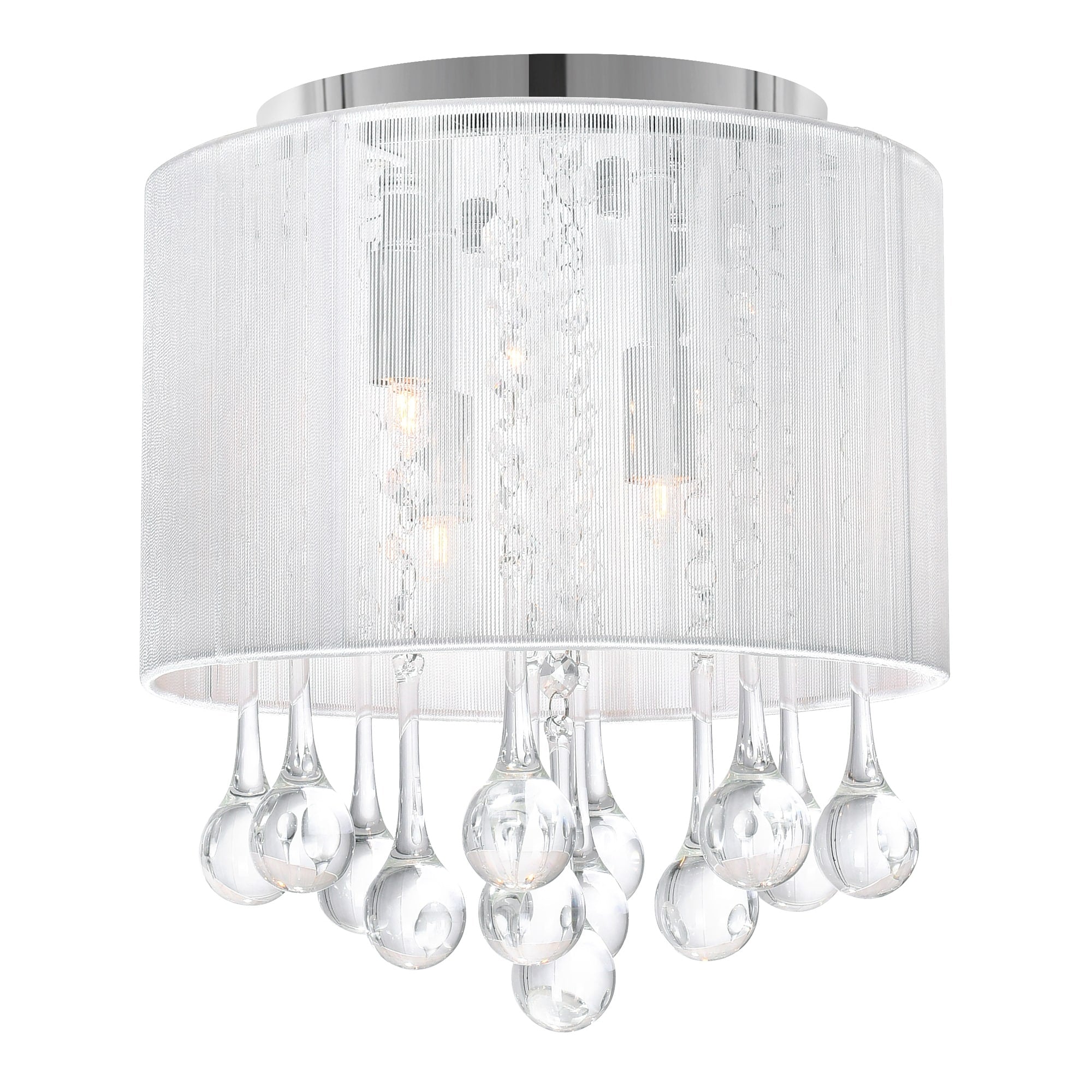 4 Light Flush Mount With Chrome Finish