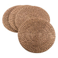 Natural Water Hyacinth Decorative Round Hand Woven Rattan Placemat Set Of 4