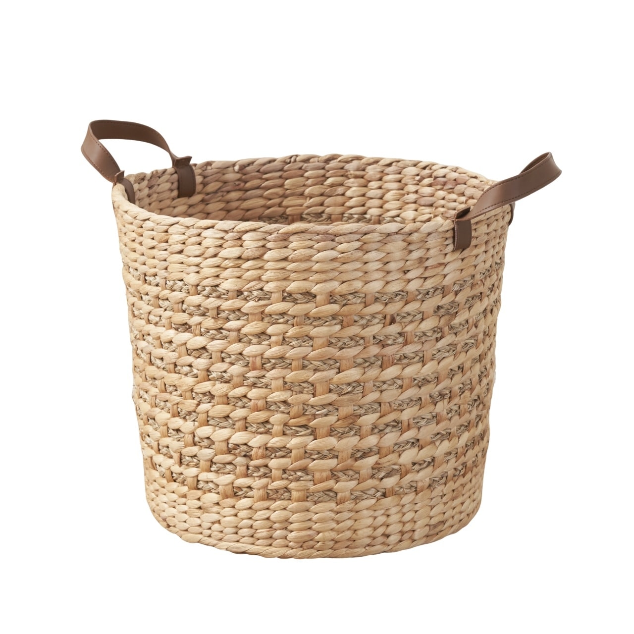 Water Hyacinth Woven Round Multi Use Storage Basket 15.7 X 15.7 X 11.8 Natural Brown
