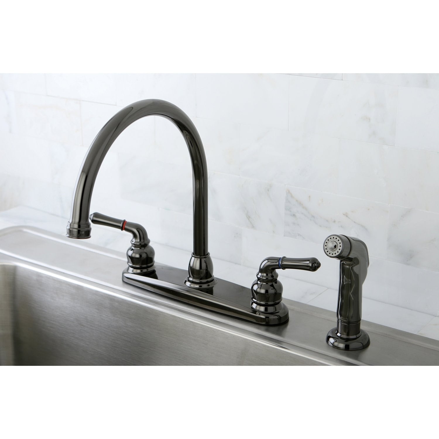 Water Onyx Centerset Kitchen Faucet In Black Stainless Steel