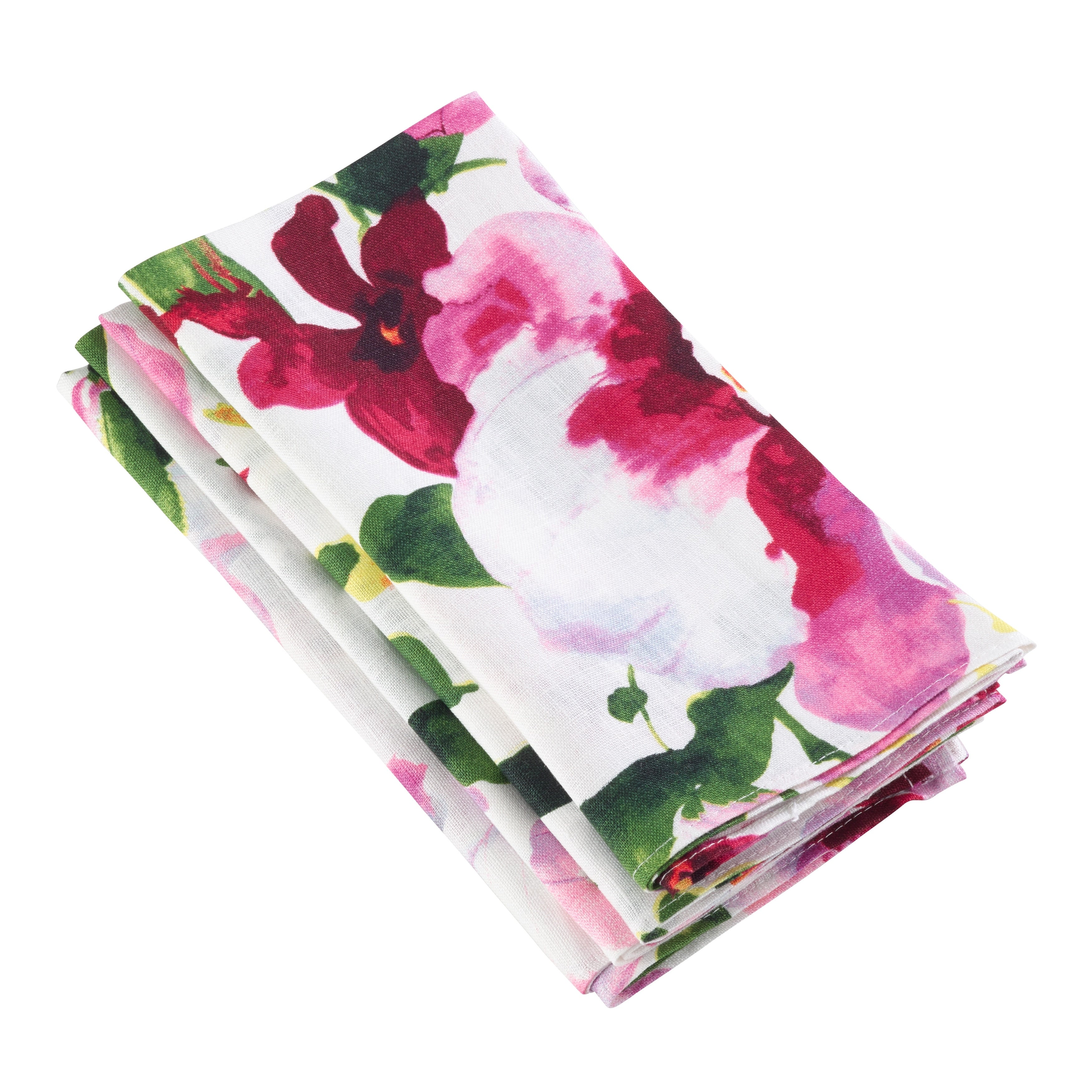 Watercolor Floral Printed Design Linen Napkin Set Of 4