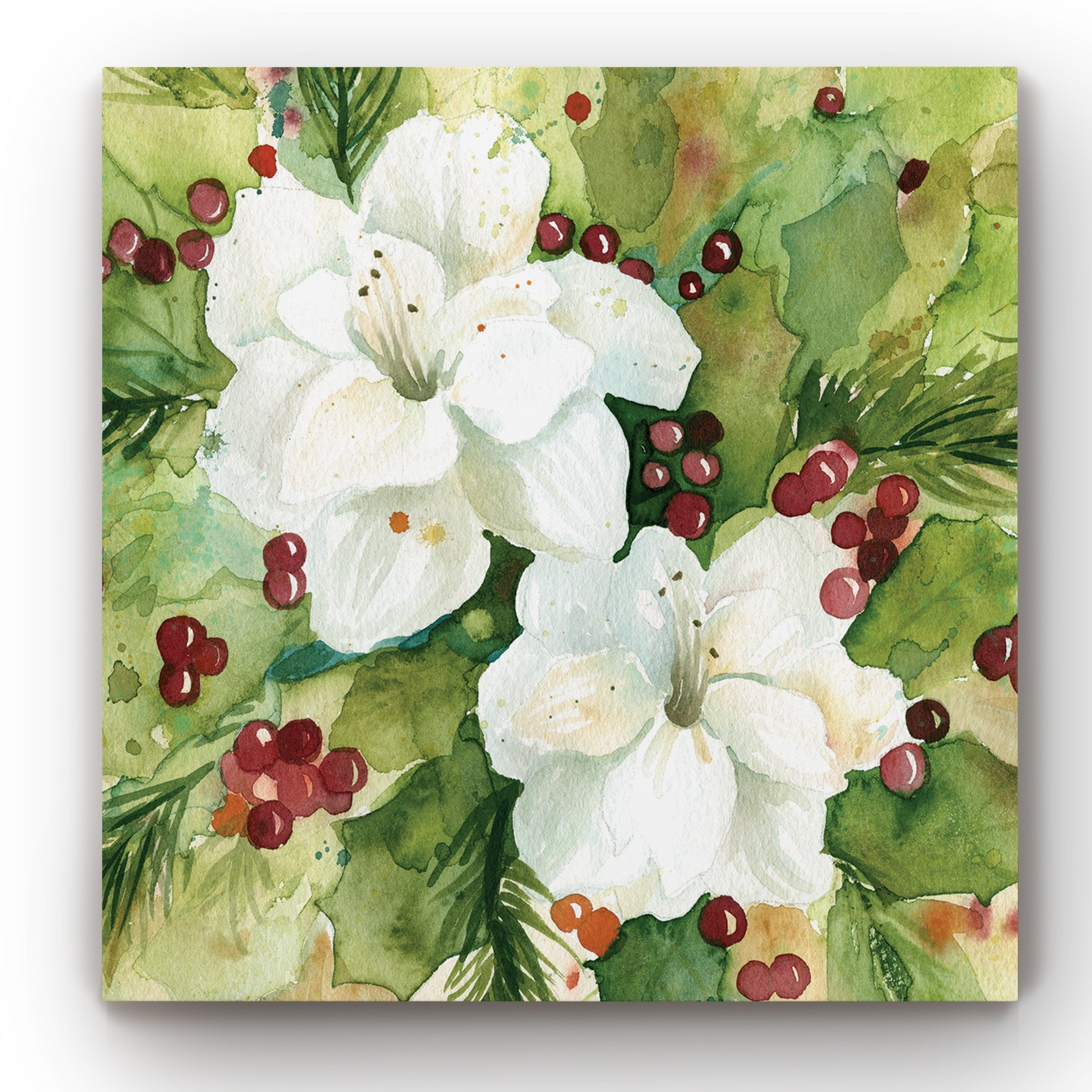 Watercolor Holly Gallery Wrapped Canvas