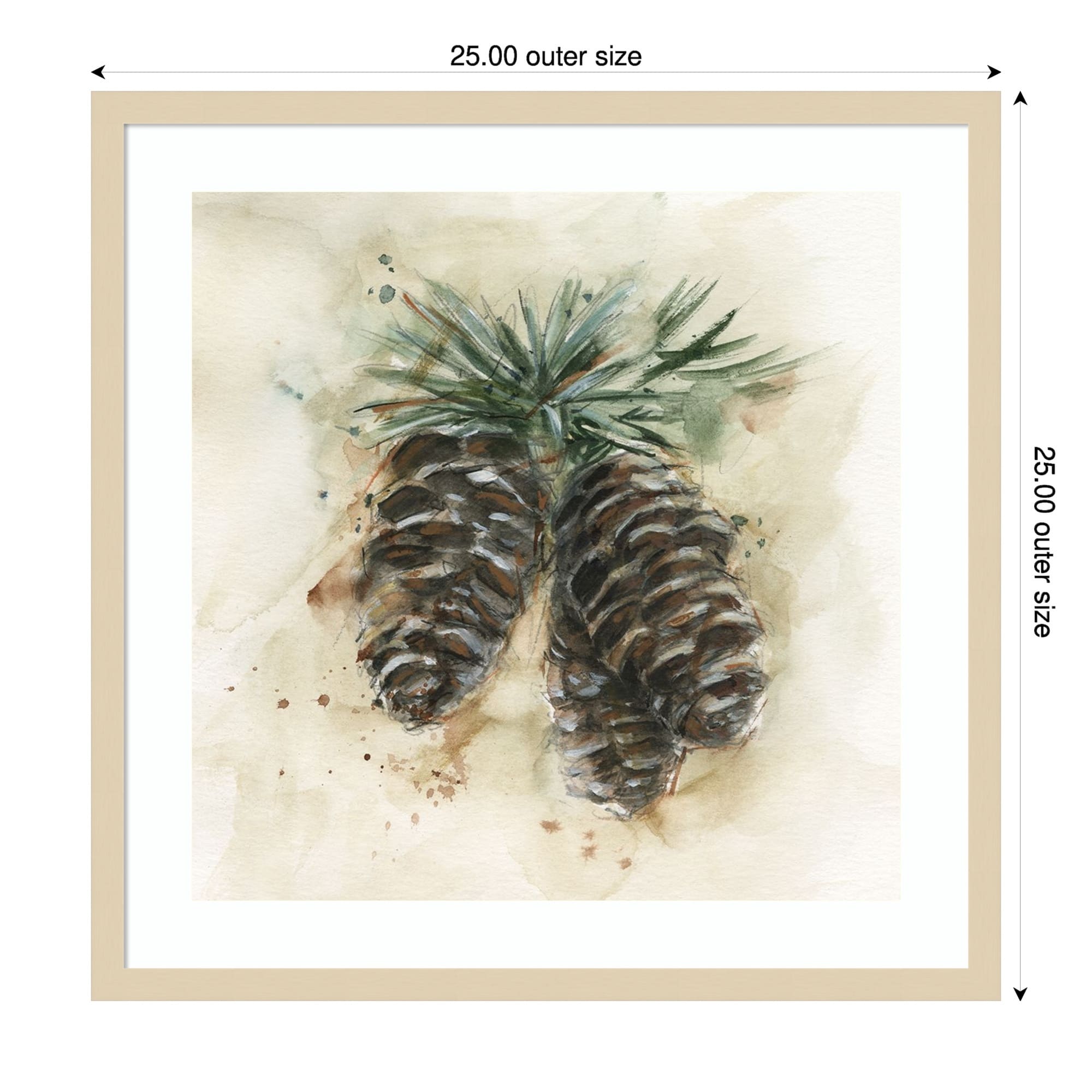 Watercolor Pinecone Study No. 2 By Ethan Harper Wood Framed Wall Art Print