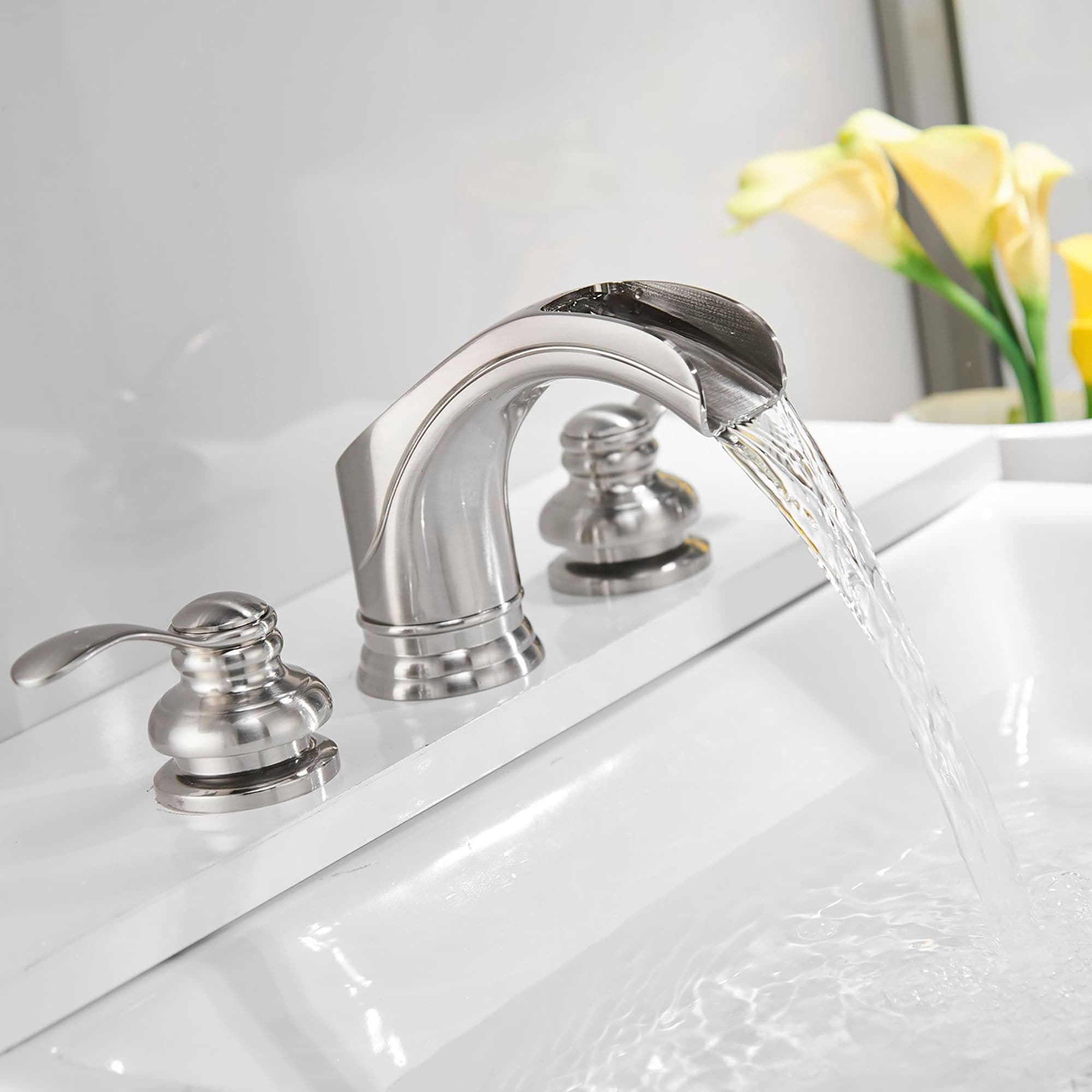 Waterfall 3 Hole 2 Handle Widespread Bathroom Faucet