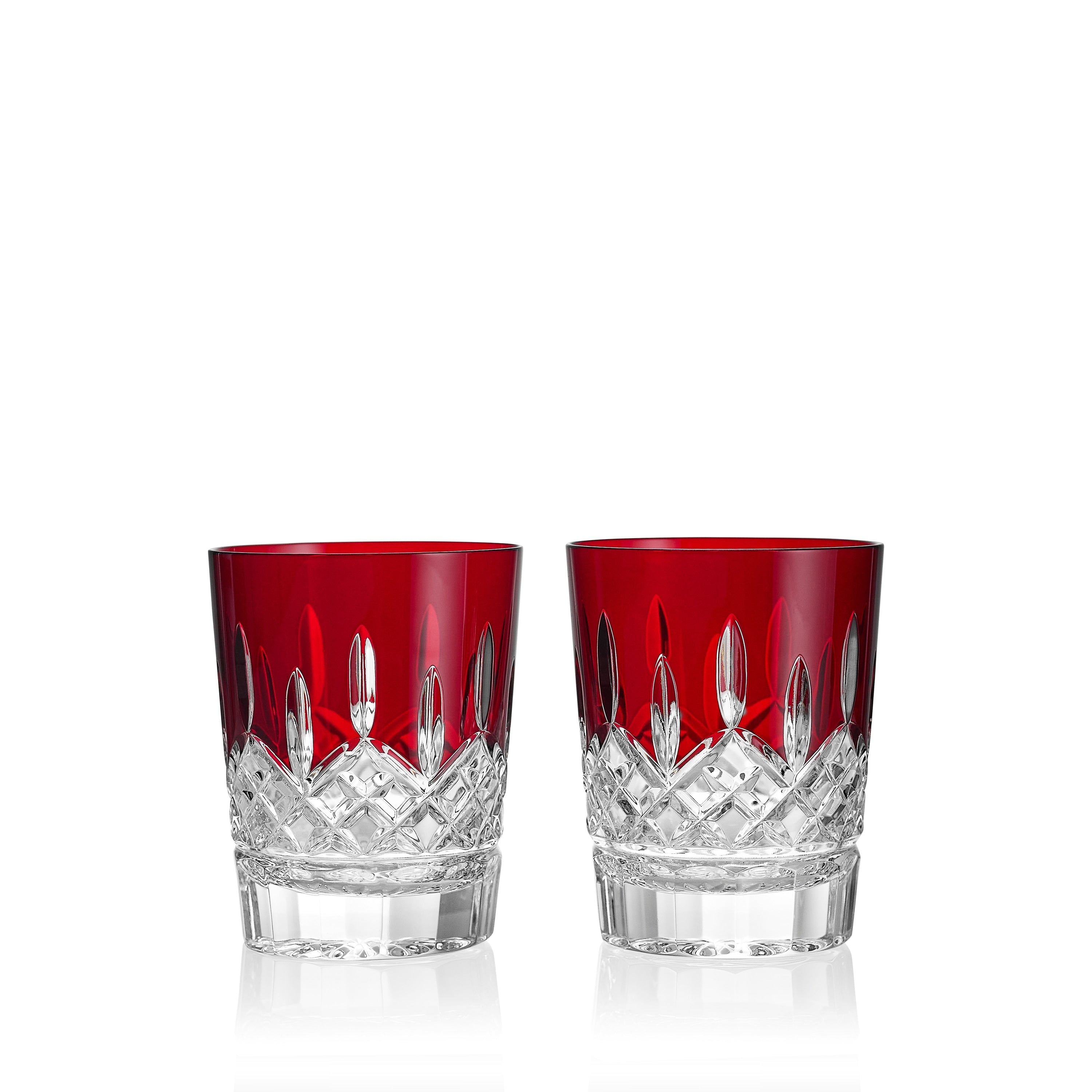 Waterford Lismore Red Double Old Fashioned 12.5Floz Set Of 2
