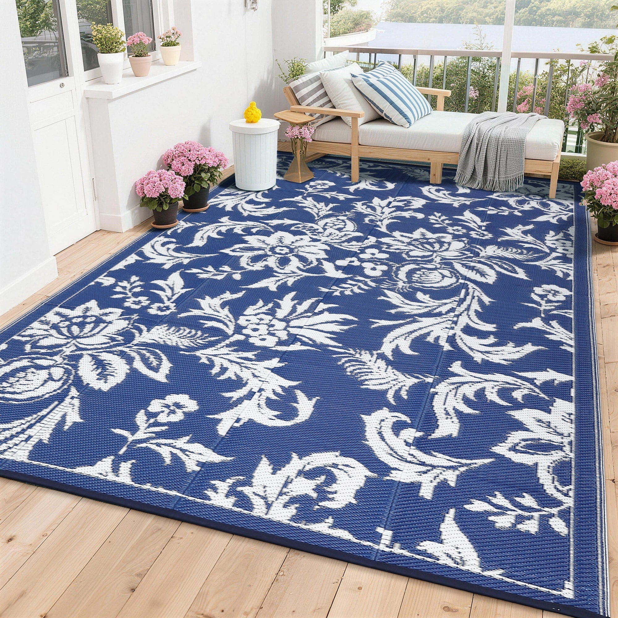 Waterproof Outdoor Rug For Patio Foldable Reversible Rug Plastic Straw Mat For Camping Rv Deck Beach
