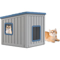 Waterproof Resin Cat Houses Feral Cat Shelter For Winter Suitable For Cats Rabbits And Other Small Animals Blue