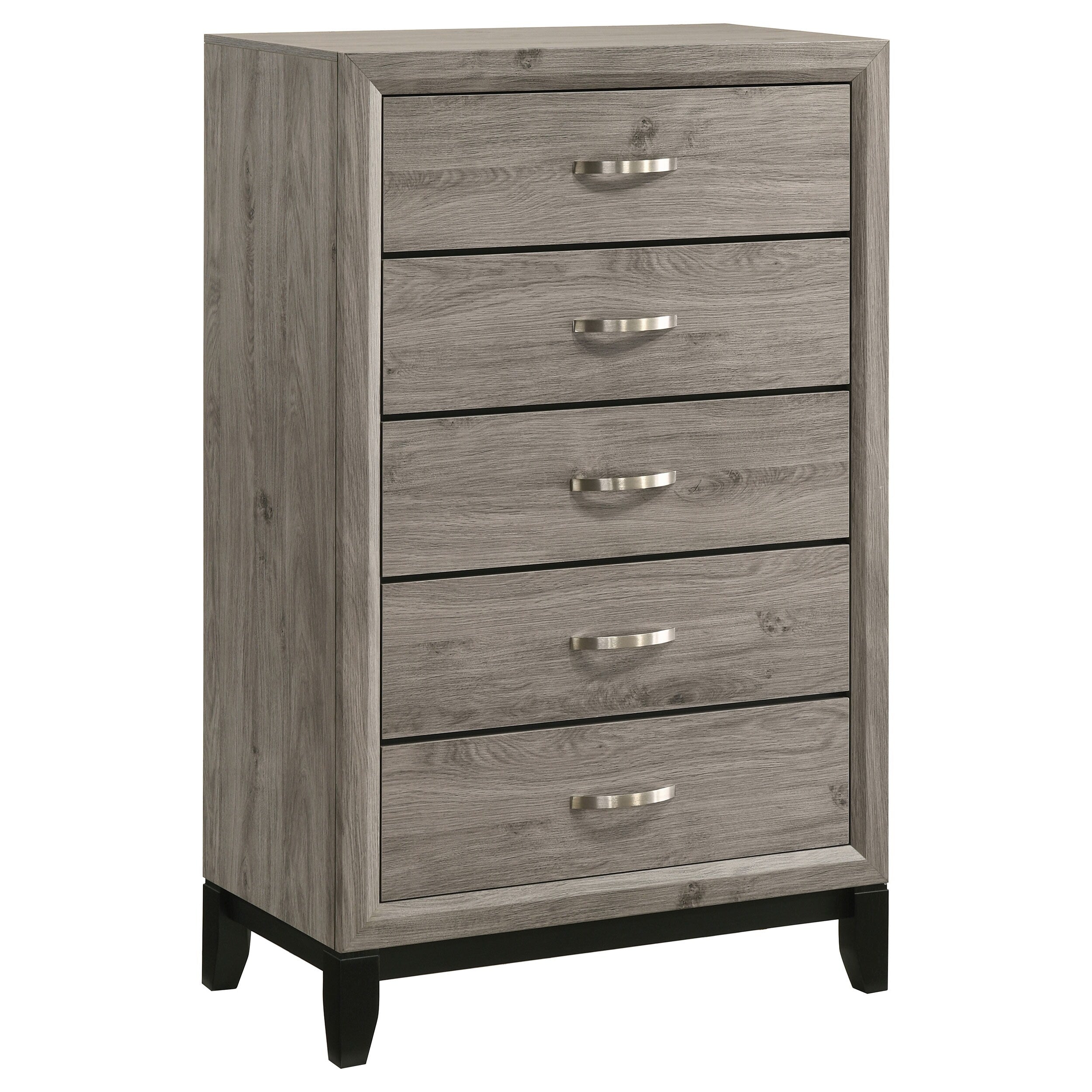 Carbon Loft Conan Grey Oak And Black 5 Drawer Chest