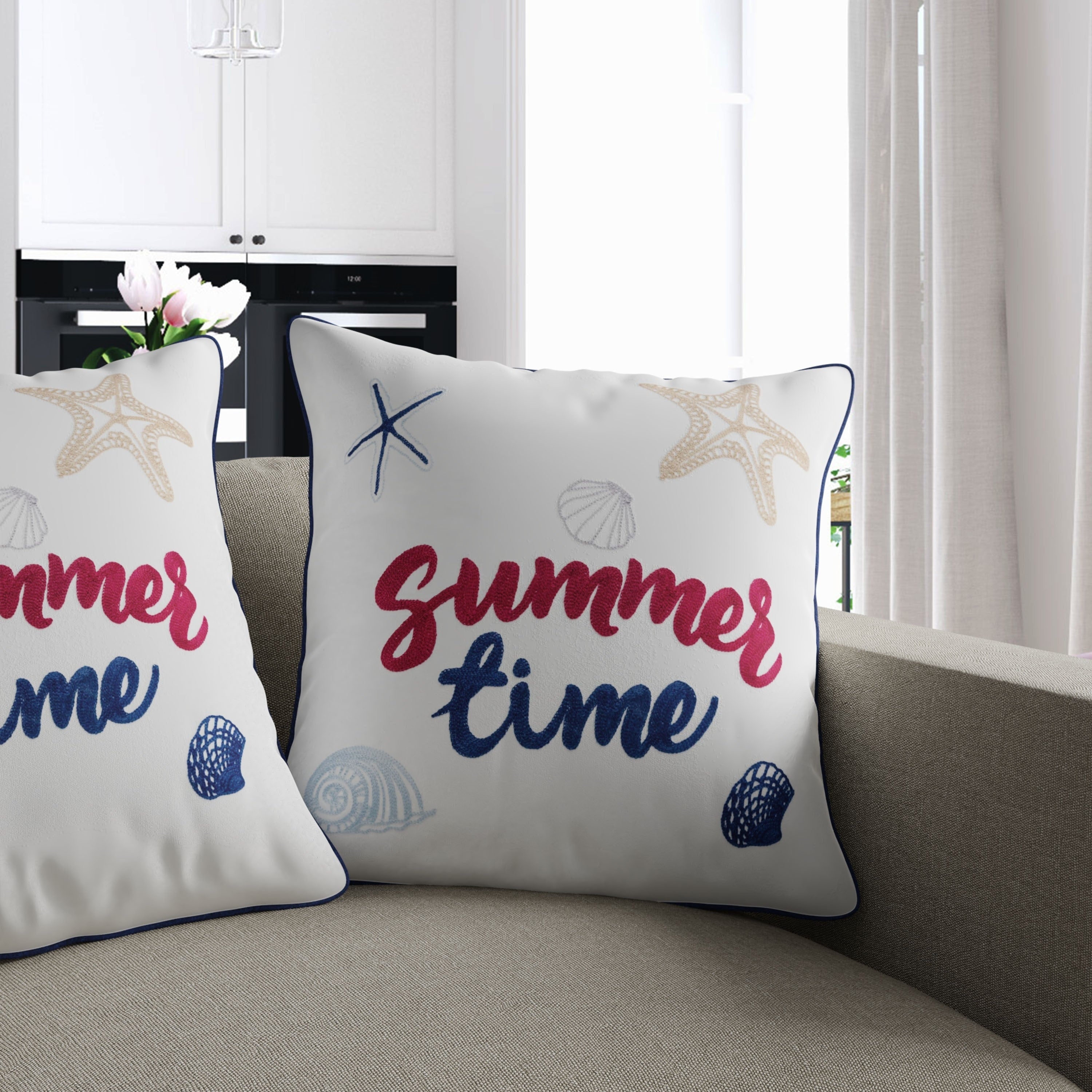 The Curated Nomad Summertime Coastal White Accent Pillows Set Of 2