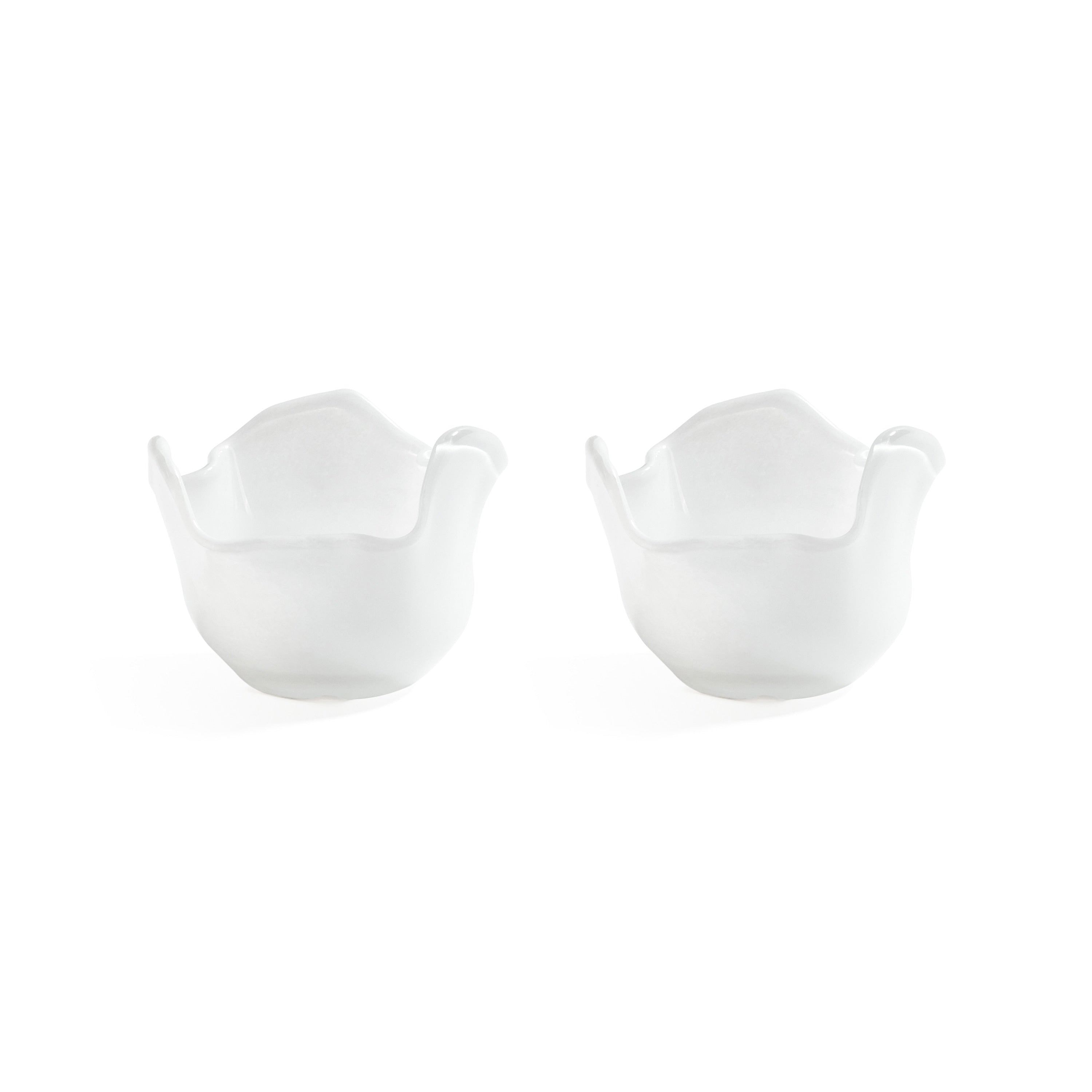 Wavy Bowl Glass Tealight Candle Holders Set Of 2