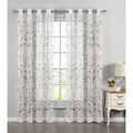 Wavy Leaves Embroidered Sheer Extra Wide 84 Inch Grommet Curtain Panel 54 X 84