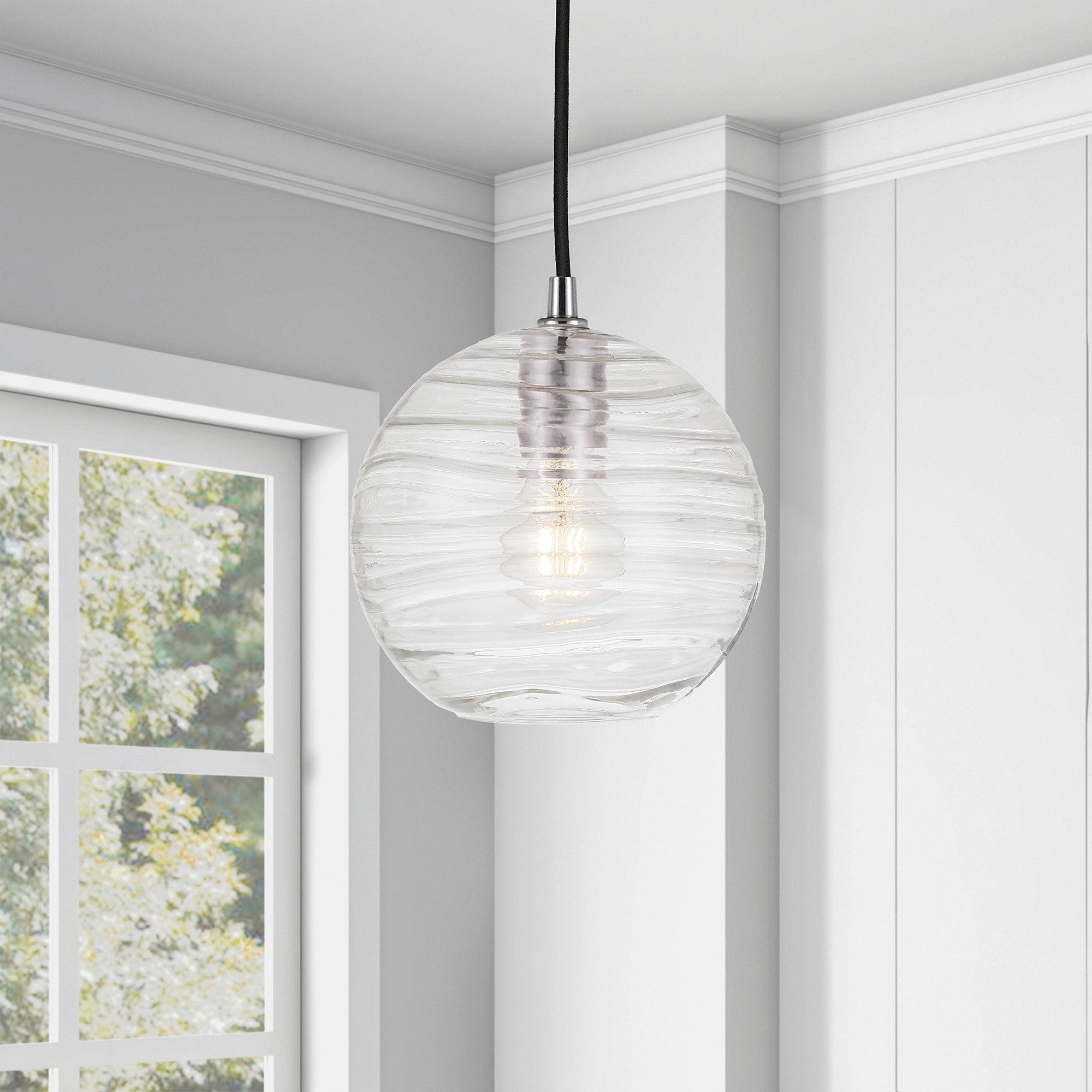 Wayve Glass Metal Spherical Pendant Optional Finishes
