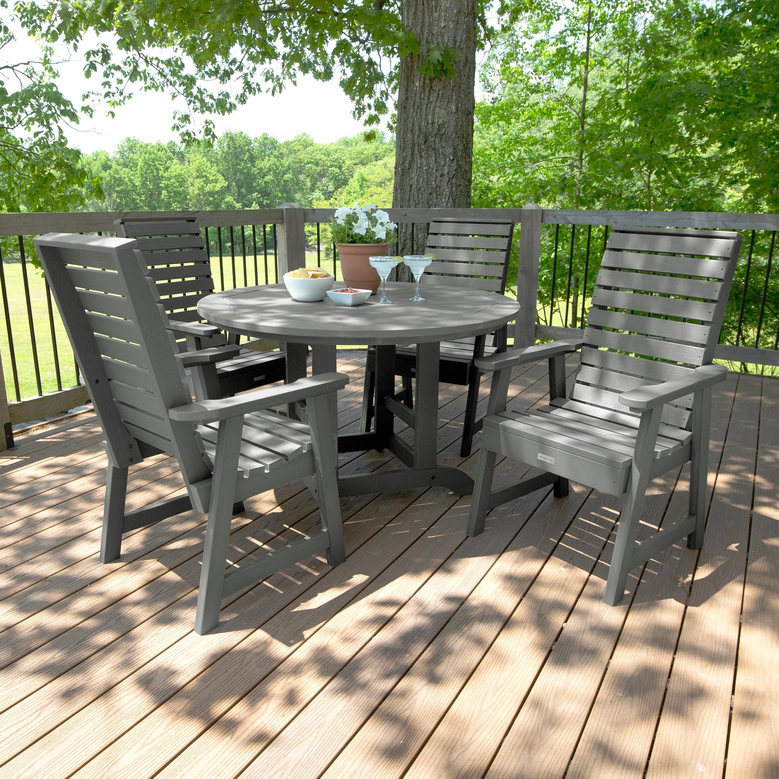 Highwood Eco Friendly Weatherly 5 Piece Round Outdoor Dining Set