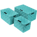 Weave Stackable Basket Set 3 Pieces Aqua
