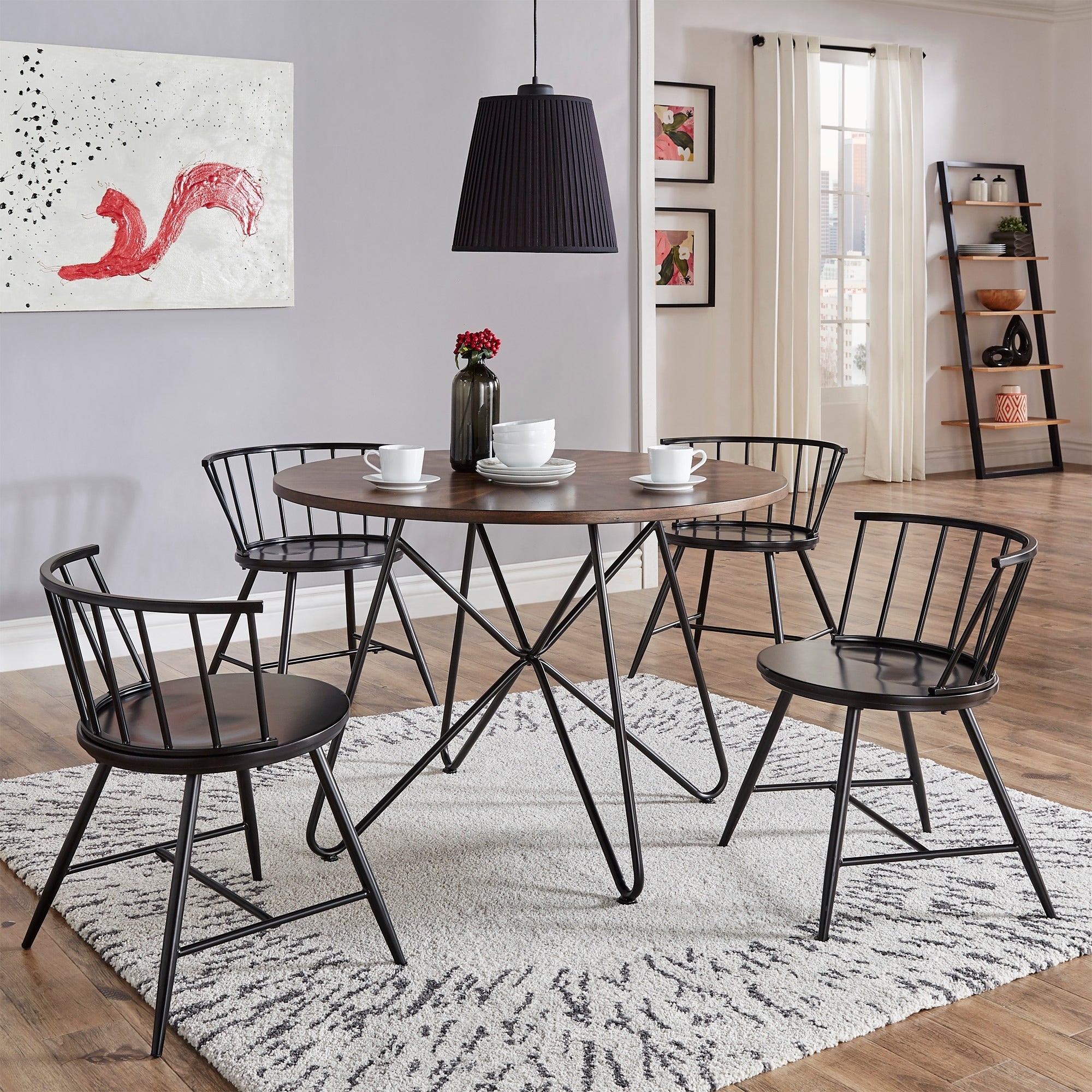 Carson Carrington Vagby Walnut Finish Round Dining Table