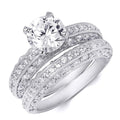 Wedding Anniversary Band Engagement Ring Set Sterling Silver 2.0 Ct