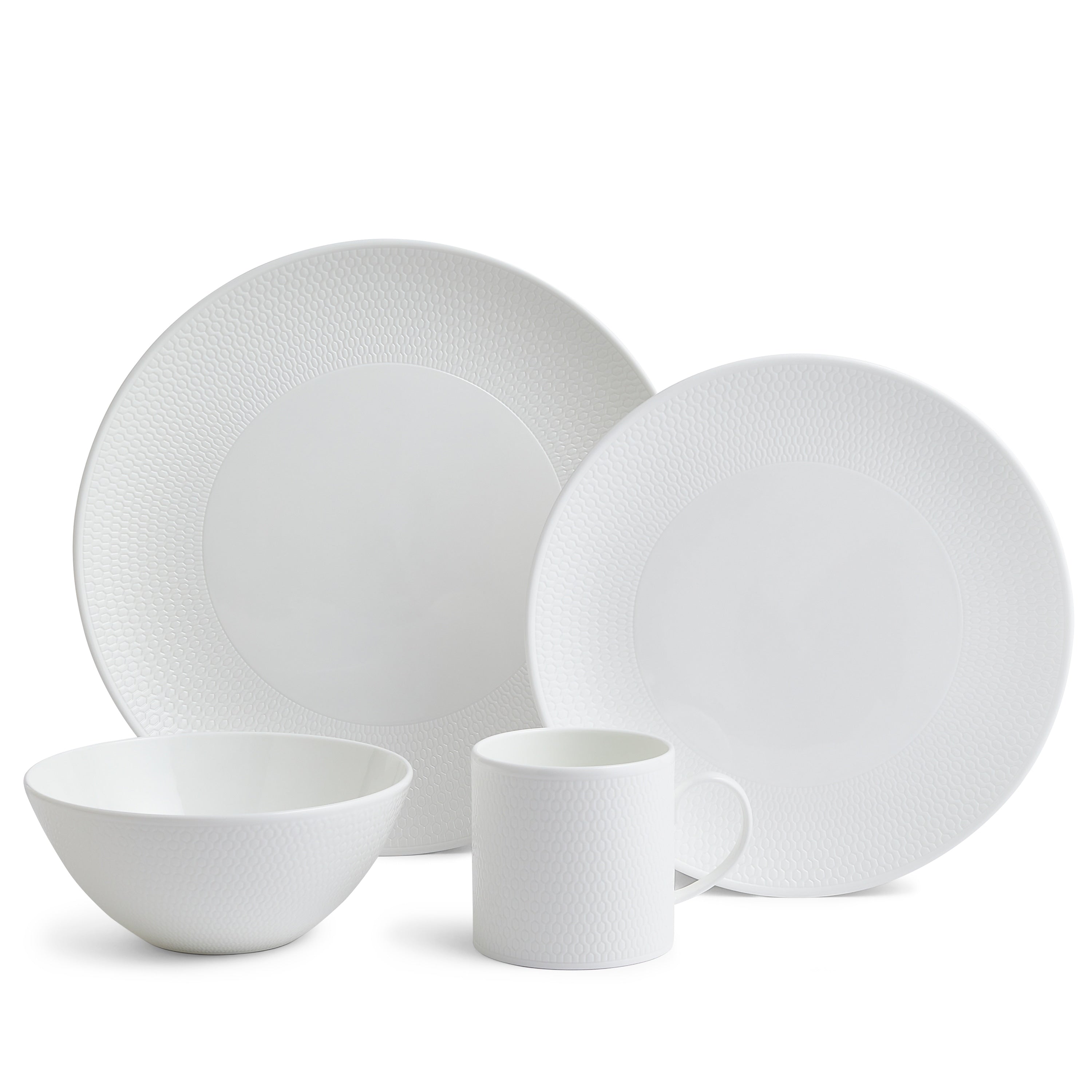 Gio White 4 Piece Fine Bone China Place Setting