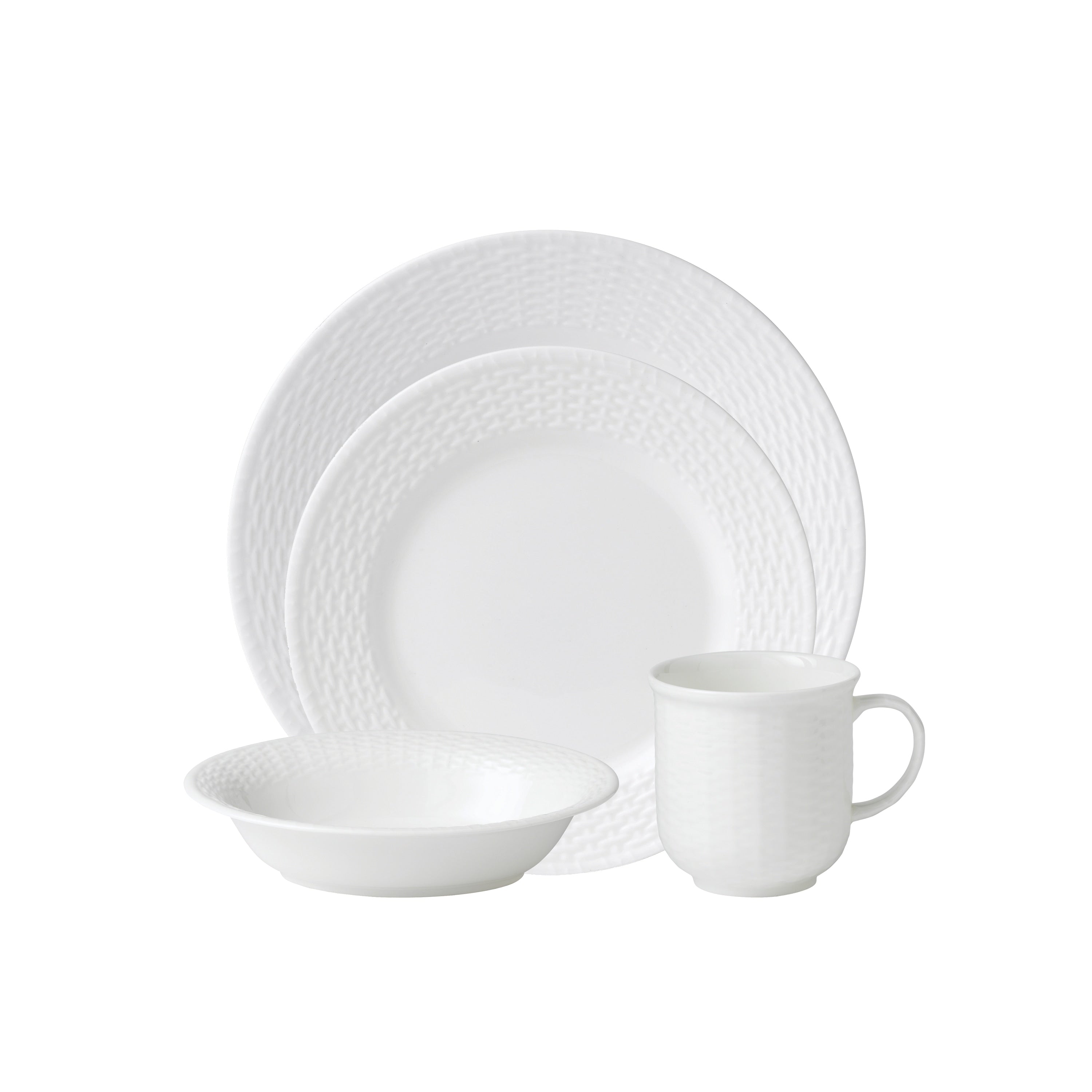 Nantucket Basket White 4 Piece Fine Bone China Place Setting