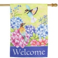 Welcome Floral Hummingbird Outdoor House Flag 28 X 40