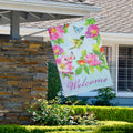 Welcome Hummingbird Floral Outdoor House Flag 28 X 40