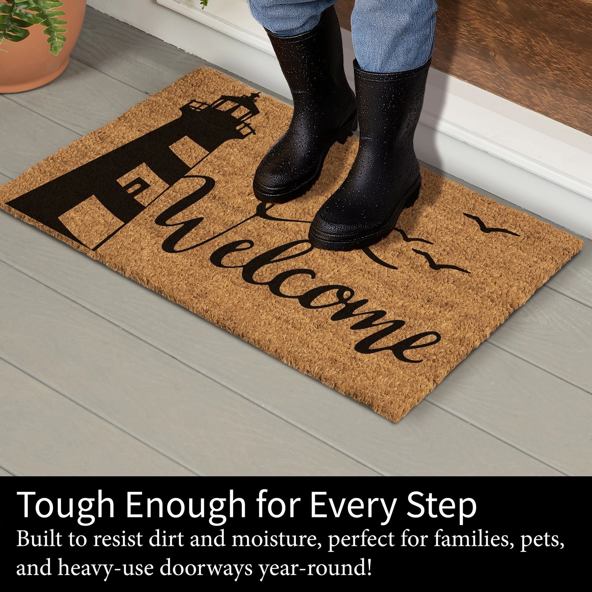 Welcome Lighthouse Coir Door Mat 28 X 16 28 X 16
