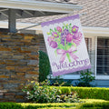 Welcome Purple Floral Bouquet Outdoor House Flag 28 X 40