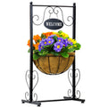 Welcome Sign Metal Planter With Coco Liner 8 X 10