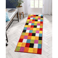 Well Woven Bright Geometric Square Checkered Kids Multi Runner Rug 2 X 73
